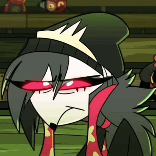 Cartoon Character With Red Eyes and Crown on Hat
