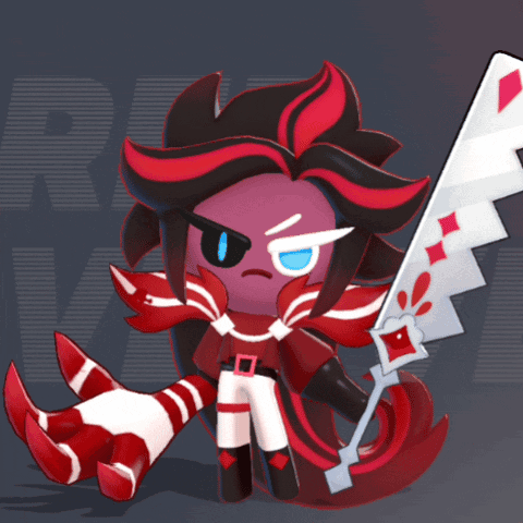 Cartoon Character With Red Hair and Blue Eyes Holding White Sword