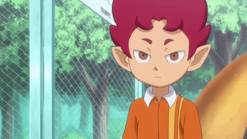 Cartoon Character With Red Hair And Ears At Fence GIF