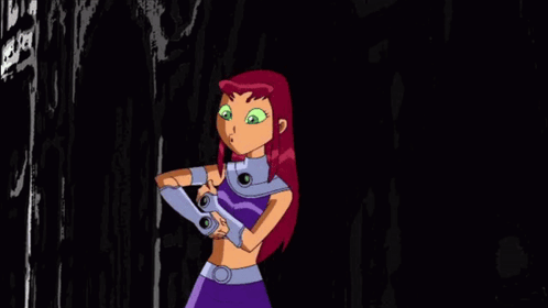 Cartoon Character With Red Hair and Green Eyes in Dark Room