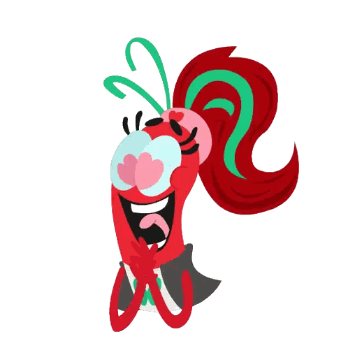 Cartoon Character with Red Hair and Pink Hearts