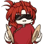 Cartoon Character with Red Hair and Sunglasses Holding Cymbals
