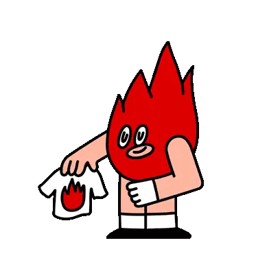 Cartoon Character with Red Hair Holding Fire T-Shirt