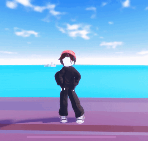 Cartoon Character With Red Hat by Ocean