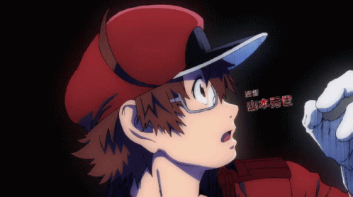 Cartoon Character With Red Hat Glasses Chinese Writing GIF