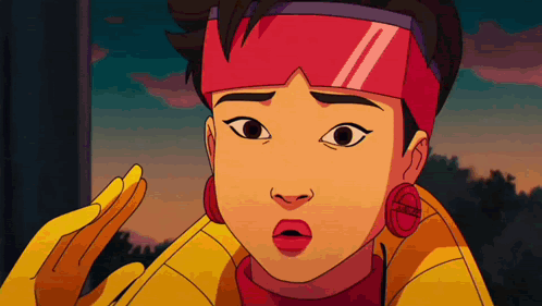 Cartoon Character with Red Headband and Earrings