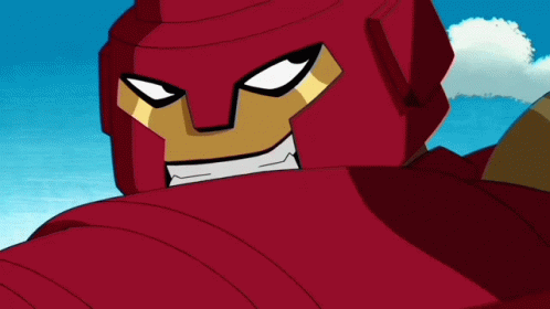Cartoon Character With Red Helmet Yellow Face GIF