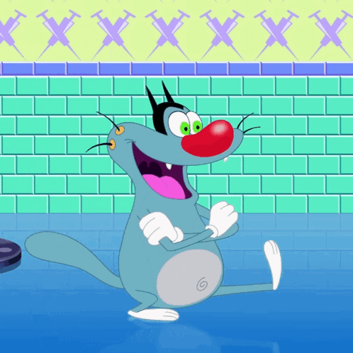 Cartoon Character With Red Nose And Green Eyes Smiling GIF