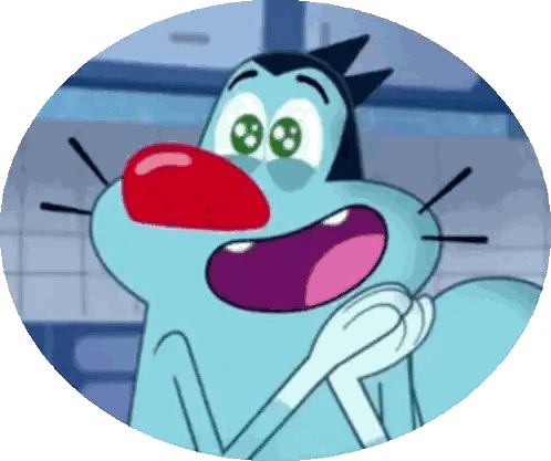 Cartoon Character with Red Nose and Green Eyes