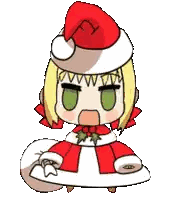 Cartoon Character With Santa Hat Holding Bag