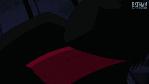 Cartoon Character With Scarf and Batman Logo