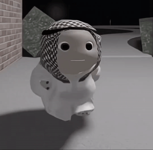 Cartoon Character With Scarf And Brick Wall GIF