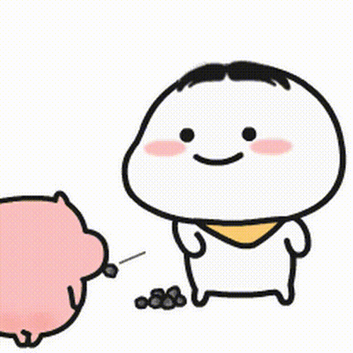 Cartoon Character With Scarf Next To Pink Piggy GIF