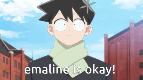 Cartoon Character With Scarf Saying Emaline Is Okay GIF