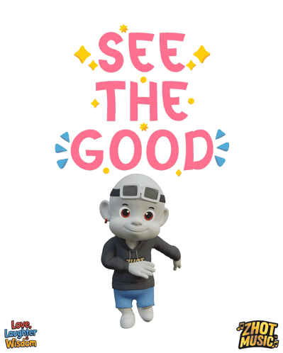 Cartoon Character with See the Good Sign