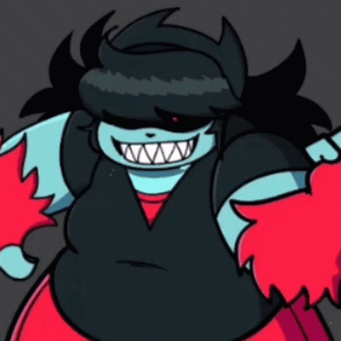 Cartoon Character With Sharp Teeth and Red Skirt