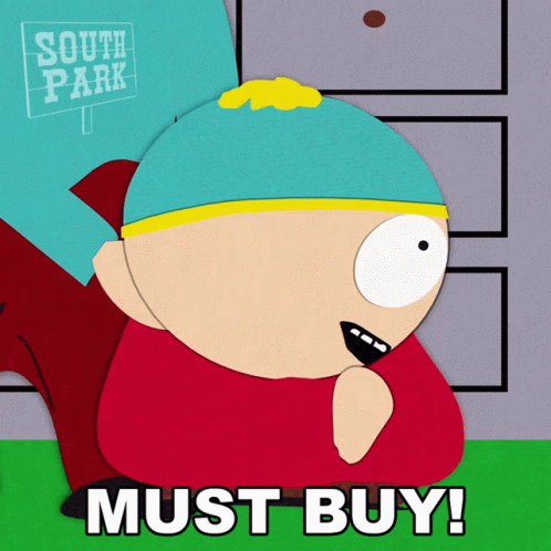 Cartoon Character With South Park Must Buy Sign GIF