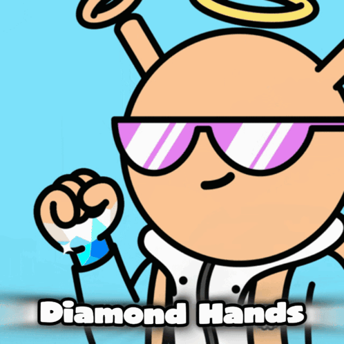 Cartoon Character With Sunglasses and Diamond Hands Glove