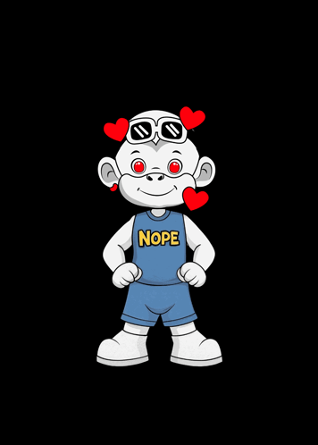 Cartoon Character With Sunglasses And Nope Shirt GIF