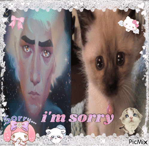 Cartoon Character with Sunglasses Saying Sorry