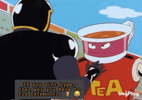 Cartoon Character With Tea Cup On Head Talking GIF