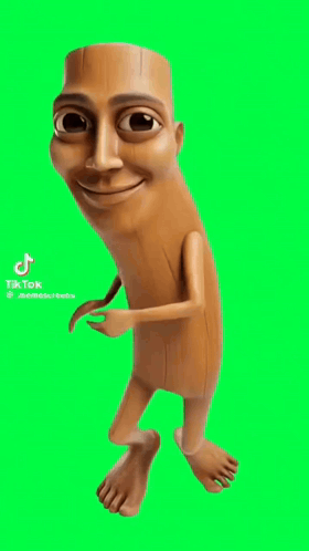 Cartoon Character With TikTok Logo On Green Background GIF