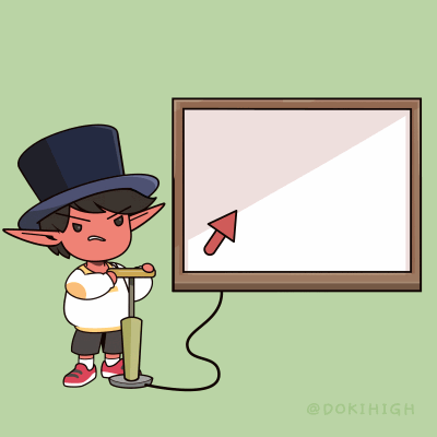 Cartoon Character With Top Hat Pumping Up Chart