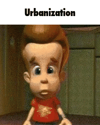 Cartoon Character With Urbanization