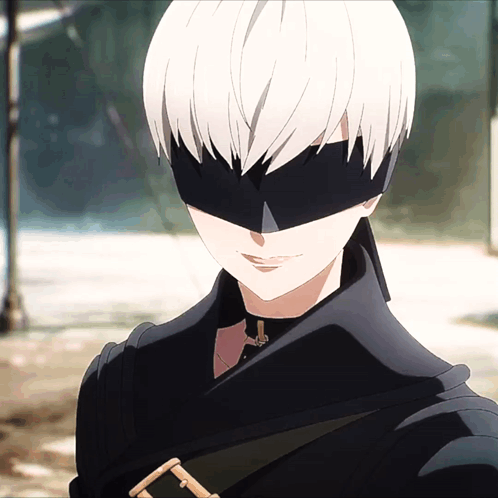 Cartoon Character With White Hair And Black Mask GIF