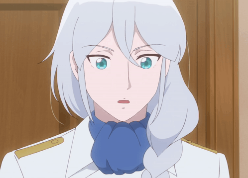 Cartoon Character With White Hair and Blue Tie Making Funny Face