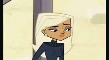 Cartoon Character with White Hair and Earrings