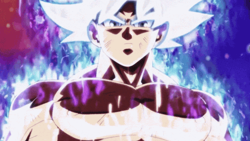 Cartoon Character With White Hair and Purple Glowing Arms