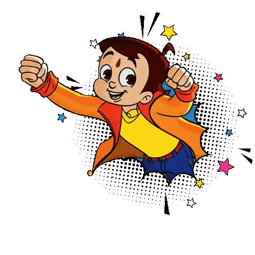 Cartoon Character with Wow Background