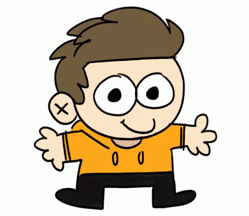 Cartoon Character With X On Ear In Orange Shirt GIF