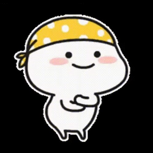 Cartoon Character With Yellow Bandana And Smile GIF