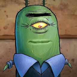 Cartoon Character with Yellow Eye in Suit and Tie