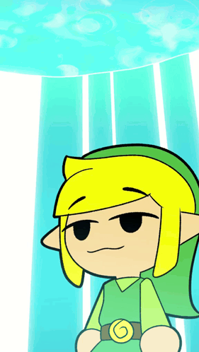 Cartoon Character With Yellow Hair and Green Belt With G