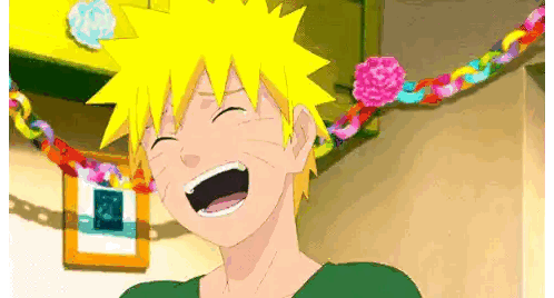 Cartoon Character with Yellow Hair Laughing