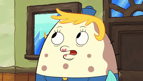Cartoon Character With Yellow Haircut Standing In Front Of Door GIF