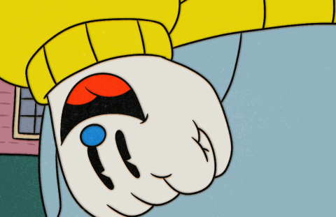 Cartoon Character With Yellow Hat And Blue Eye GIF