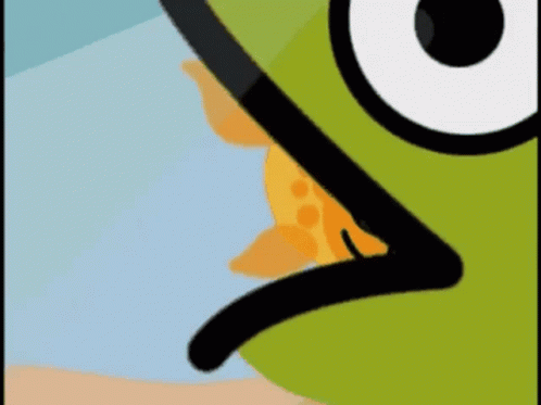 Cartoon Character With Yellow Object In Mouth GIF