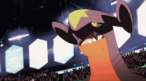 Cartoon Character with Yellow Star Facing Crowd