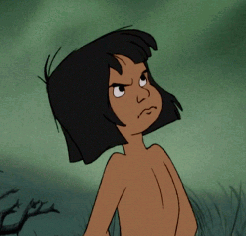 Cartoon Character Without Shirt Serious Face GIF