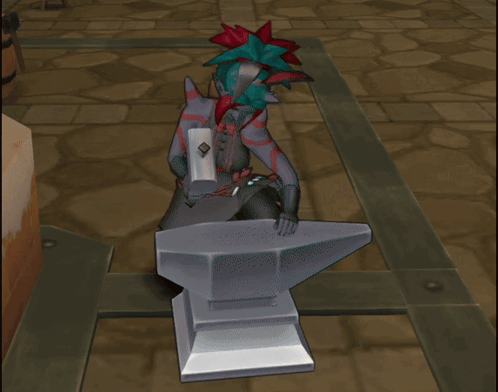Cartoon Character Working on Anvil