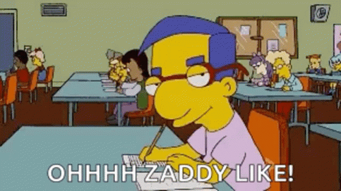 Cartoon Character Writing Ohhhh Zaddy Like on Paper