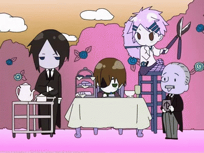 Cartoon Characters Around Table Man Holding Dollar Sign GIF