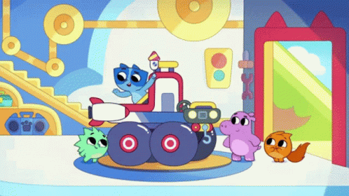 Cartoon Characters Around Toy Car Number 3