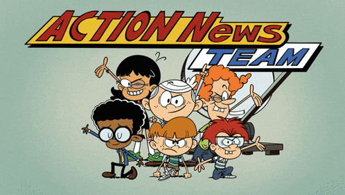 Cartoon Characters At Action News Team Sign GIF