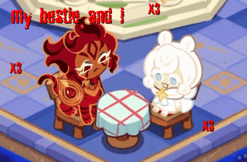 Cartoon Characters at Table 'My Bestie and I