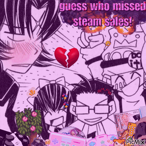 Cartoon Characters Collage Saying Guess Who Missed Steam Sales GIF